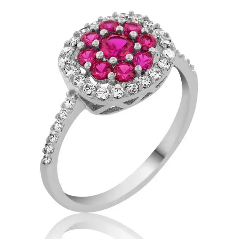 

Silverlina Silver Pink Flower Lady Ring