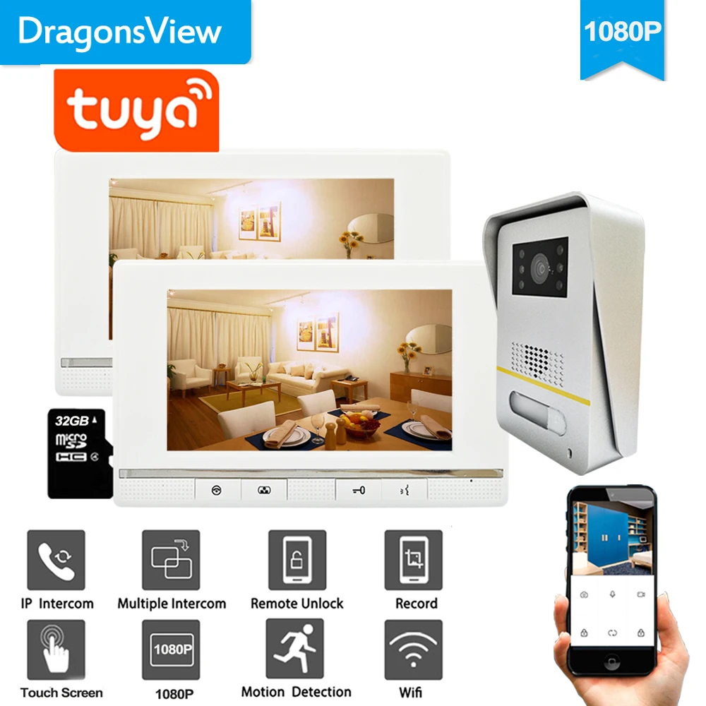 Dragonsview Новый 7-дюймовый беспроводной умный видеодомофон с Wi-Fi интерком для дома