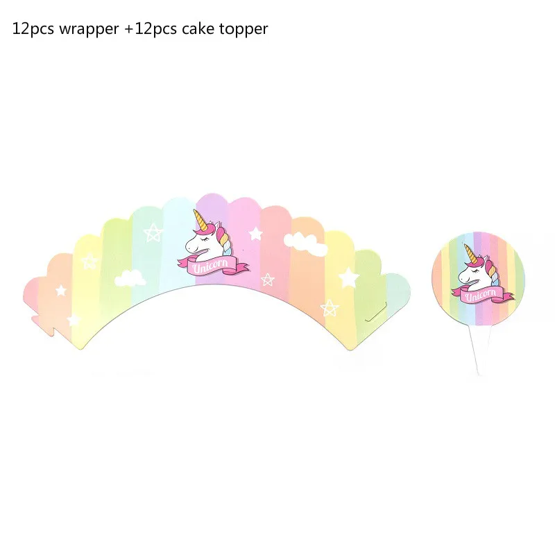 Unicorn 24 шт./компл. Единорог Фламинго ананас для кексов торт топпера, DIY вечерние детских празднований дня рождения праздничное украшение торта поставки - Цвет: Unicorn