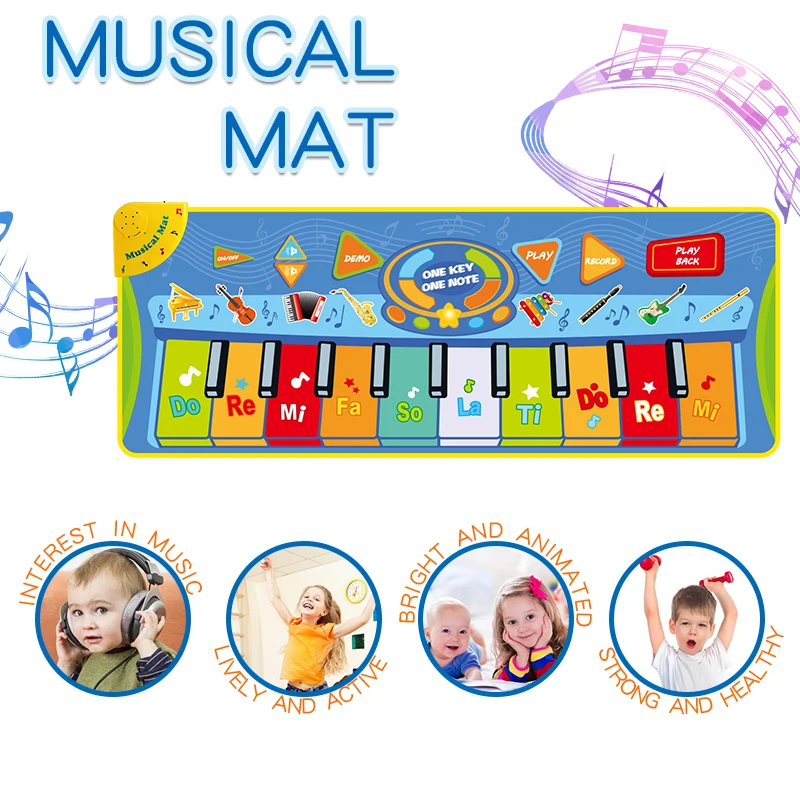 130*48 см музыкальный коврик Детский пианино игровой игрушки для инструментов