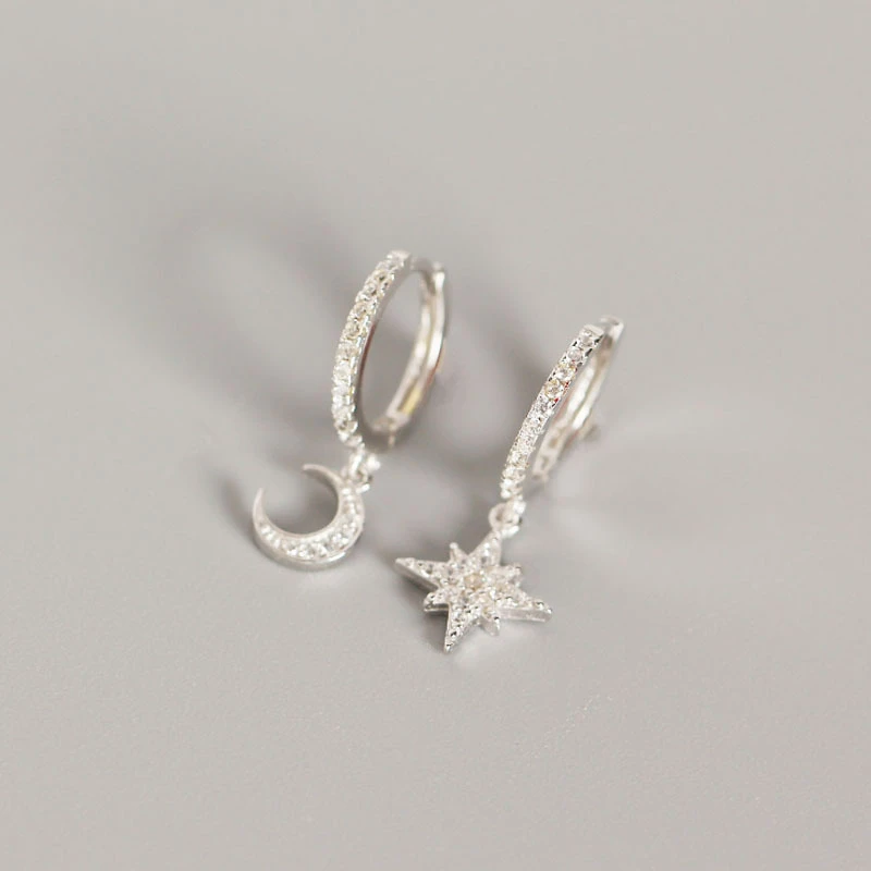 Серьги из стерлингового серебра 925 пробы для Чехол женский кулон серьги-кольца серьги на кость уха серьги на подарок девочке Злой Глаз Звезда Луна aretes B5 - Окраска металла: 5