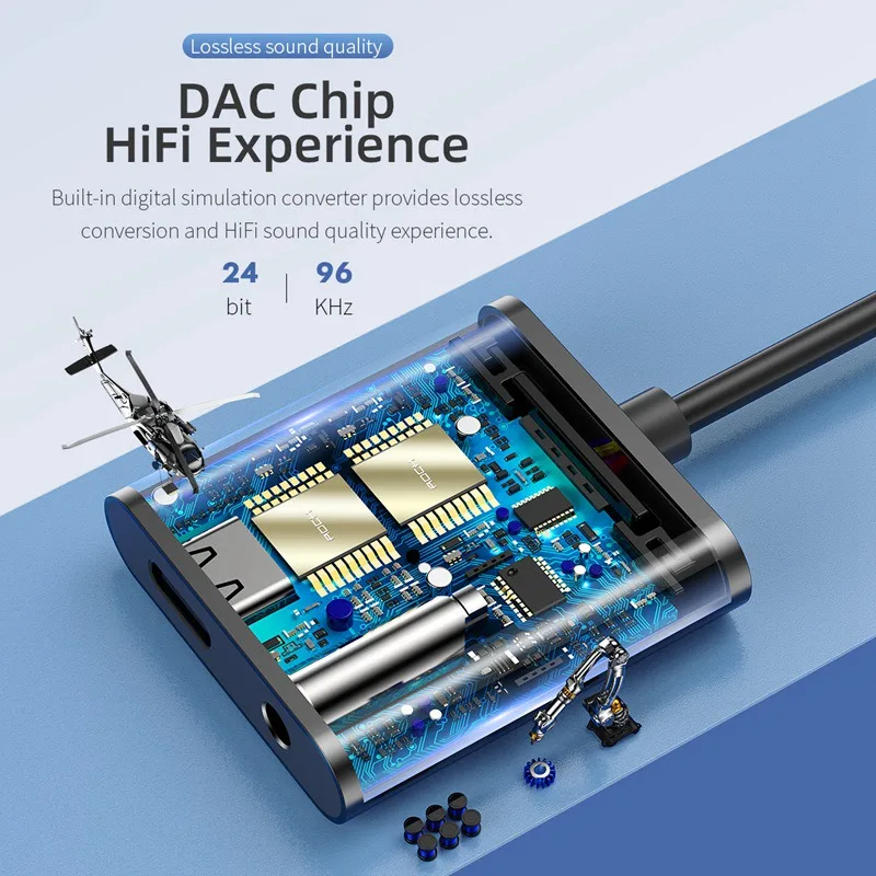 ROCK type C до 3 5 мм разъем для наушников адаптер type-C к USB аудио кабель конвертер PD