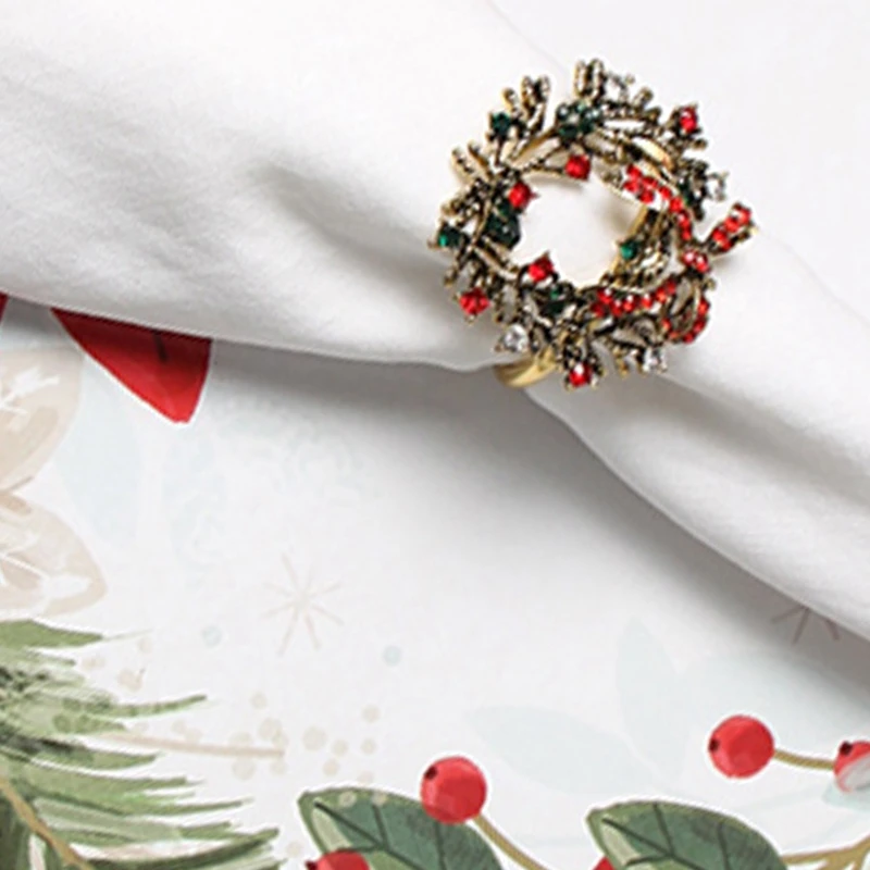 

6Pcs Christmas Wreath Napkin Rings Metal Napkin Buckle Napkin Holder Napkin Circle Hotel Restaurant Wedding Party