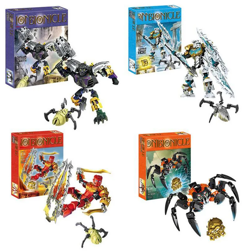 Фигурки игрушечные Bionicle Tahu/Kopaka/Onua/Lord Master череп огня/лед/Земля/паук совместимые с