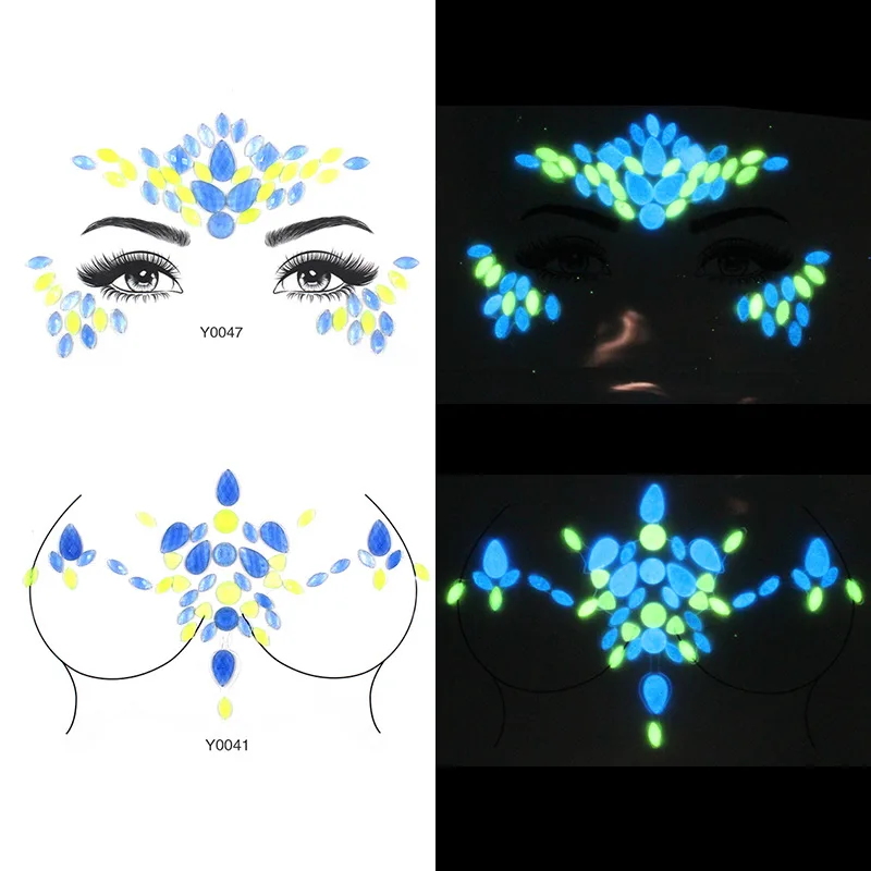 Уход за кожей лица с украшением в виде кристаллов наклейки для глаз световой