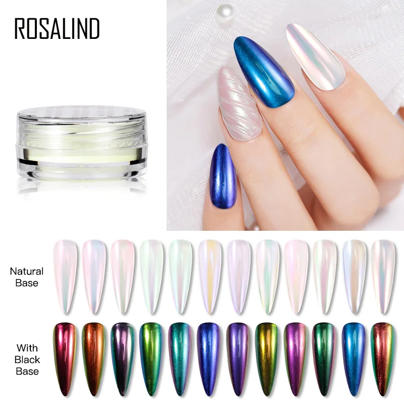 Порошок ROSALIND Shine Aurora для дизайна ногтей блестящий цветной пигмент пыль украшение