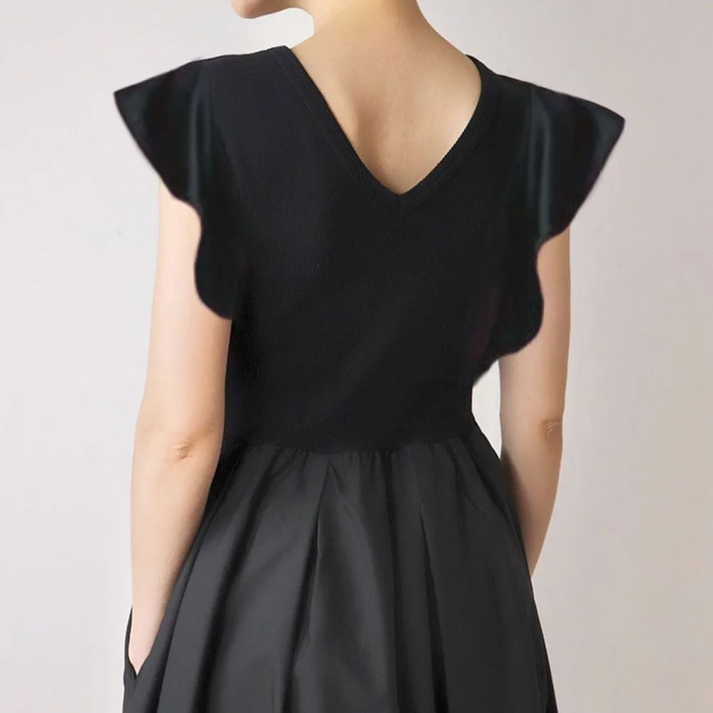 

Dress Elegant Ruffled V-neck Waist Puff Sleeve Dress 2021 New Style Ankle-Length Short Sleeve Pullover A-Line