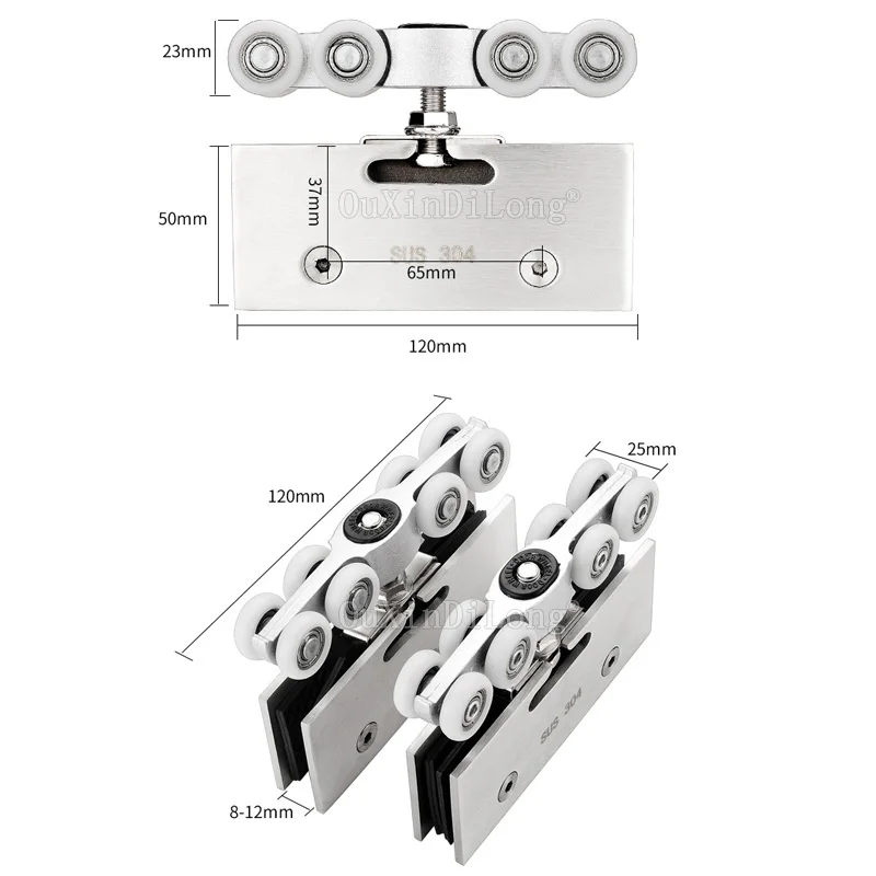 1 комплект Нержавеющая сталь раздвижные Стекло двери шкив висит колёса для