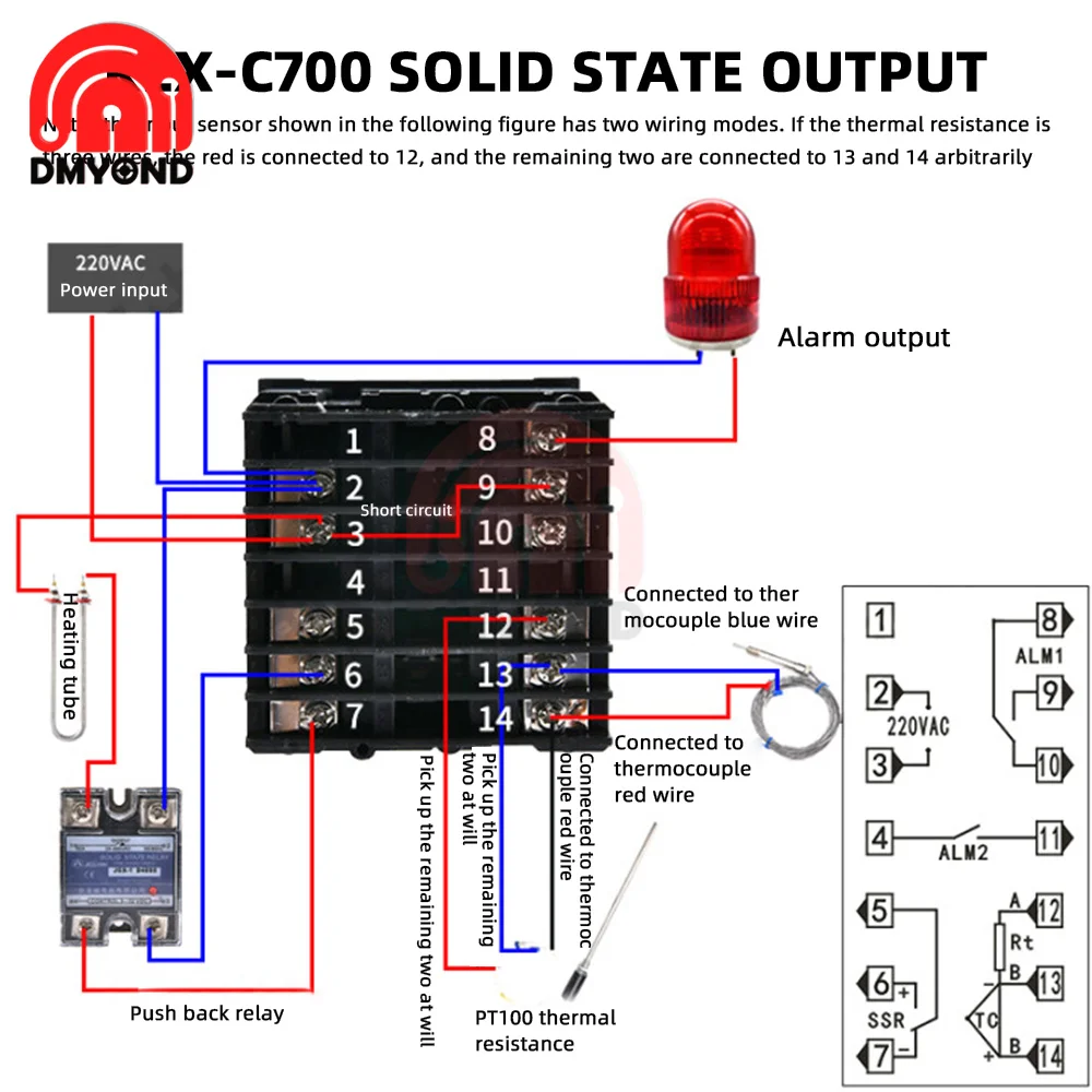 Умный регулятор температуры цифровой PID REX термопара SSR + SSR40DA 40 А Φ 220 В