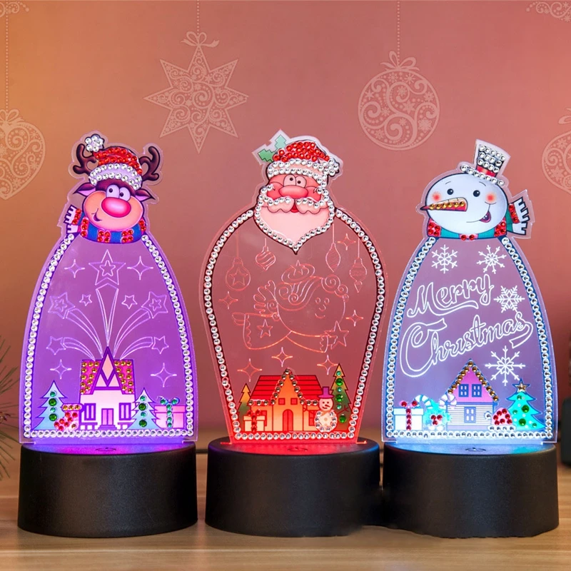 DIY алмазная живопись светильник Ник Санта-Клаус вышивка мозаика милая настольная