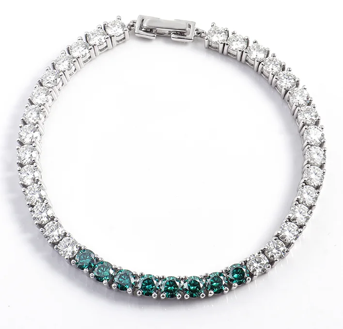 Браслет для тенниса из серебра 925 пробы с муассанитом длиной 17 см|Гибкие и жесткие