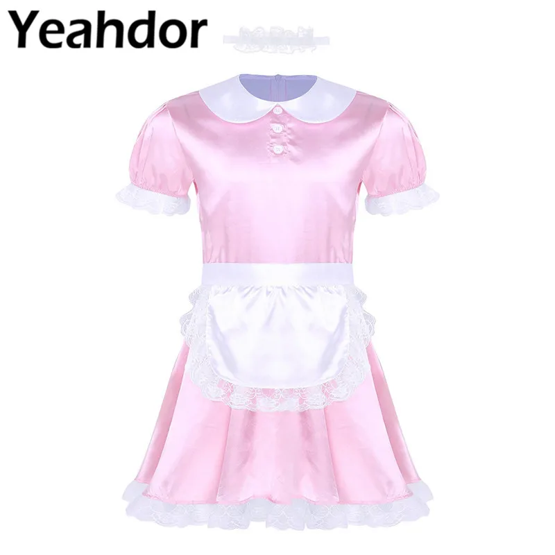 Мужское кружевное платье горничной косплей униформа костюм с кукольным