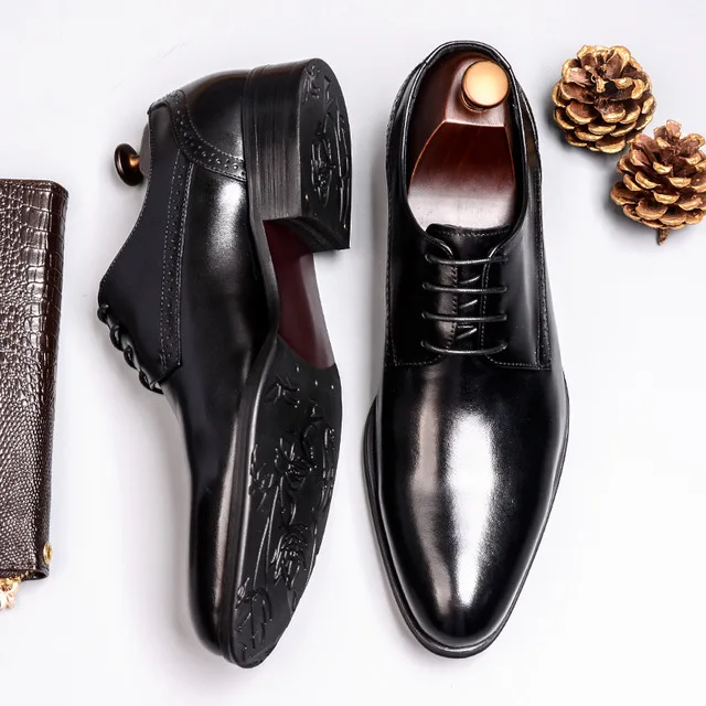 

Classic Men genuine leather shoes business dress suit shoes men brand Bullock leather black wedding mens shoes black brown 2020
