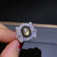 fine jewelry 925 sterling silver natural black star sapphire new ring luxury girls ring support test