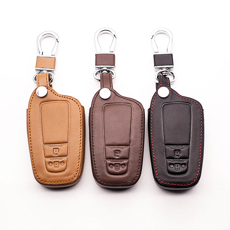 

High quality Genuine Leather Car key cover Skin case set Fit for Toyota CHR C-HR 2017 Prius 2 buttons remote shell starline a91