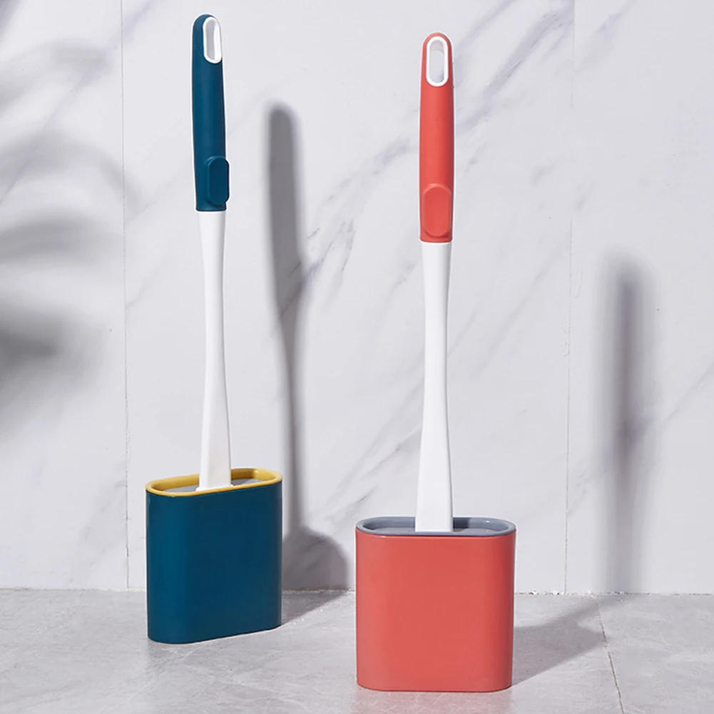 

Toilet Brush Silicone Toilet Bowl Brush Deep Cleaner Base Silicone Flexible Soft Bristles Brush With Holder No-Slip Handle