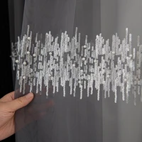 luxury embroidered beads tulle curtain for living room romantic pearl pastoral rural panel french window tende cortinas m232c
