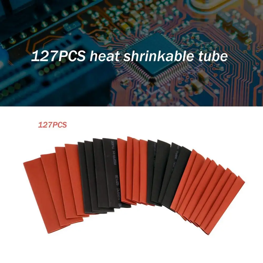 

127Pcs Heat Shrinkable Tube Insulation Tube Flame Retardant Terminal Electrician Household Wiring Color Heat Shrinkable Tube