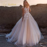 bohemian wedding dress elegant with lace appliques o neck sleeveless sweep train princess pearl button vestidos de novia