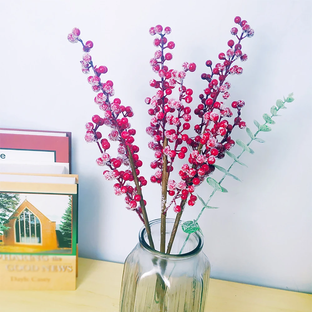 Искусственные бобы акации и богатые красные ягоды длина ветки 55 см