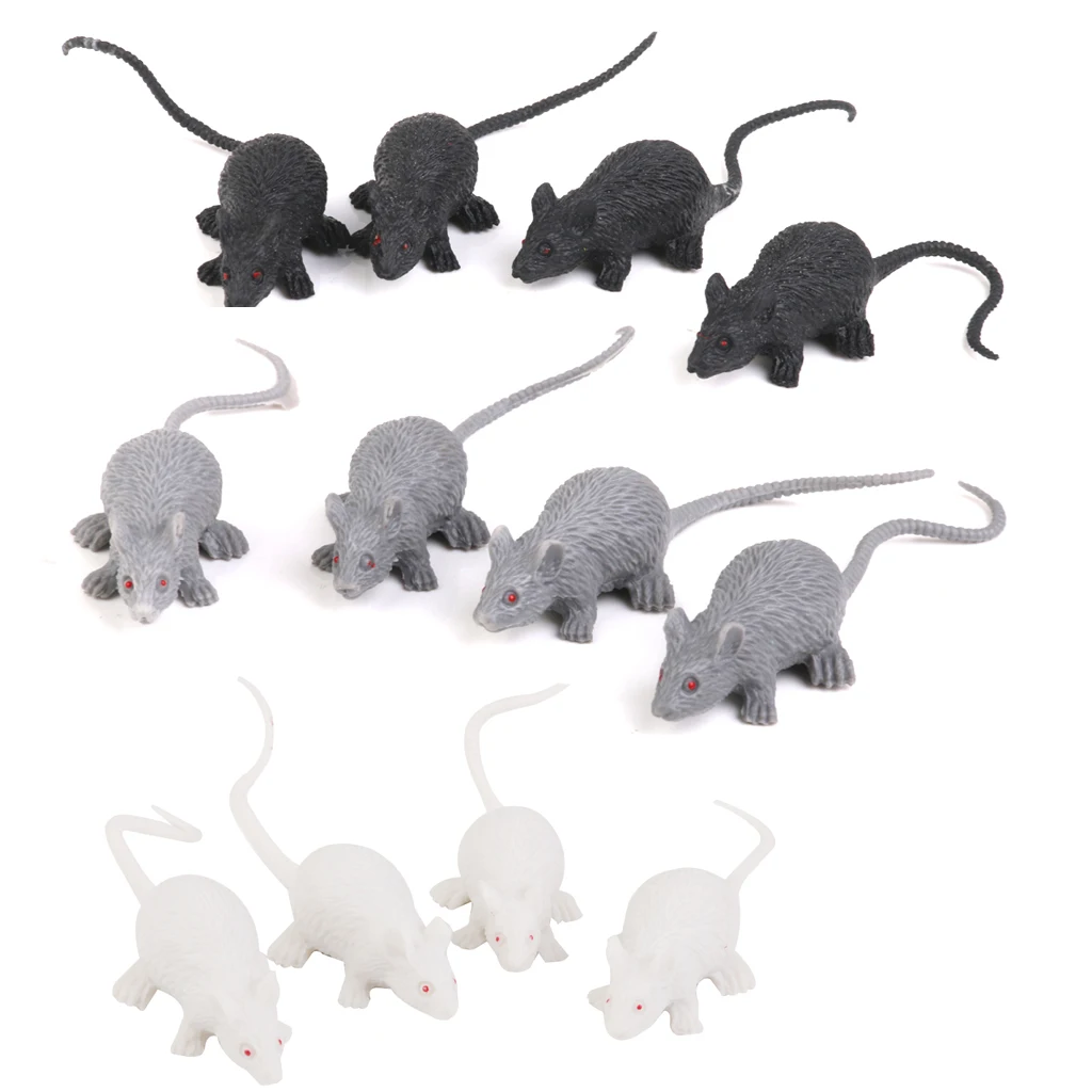 

12pcs Plastic Artificial Mouse Animals Model Toy in 3 Colors