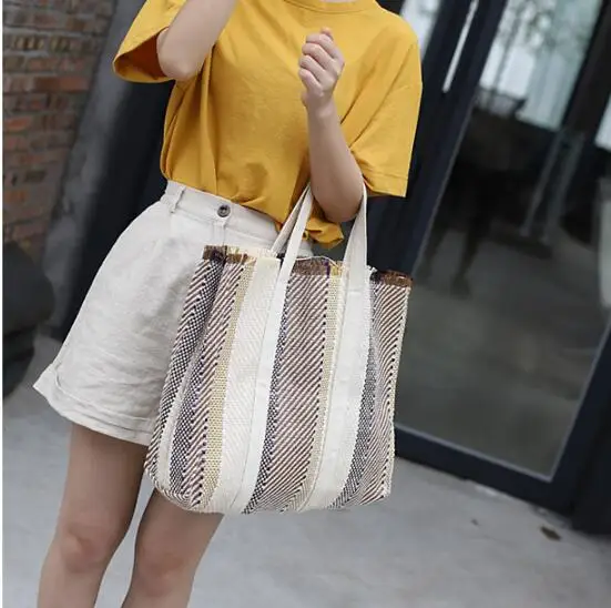 Retro woven hand bag simple casual large capacity handbag fashion wild literary fan female | Багаж и сумки