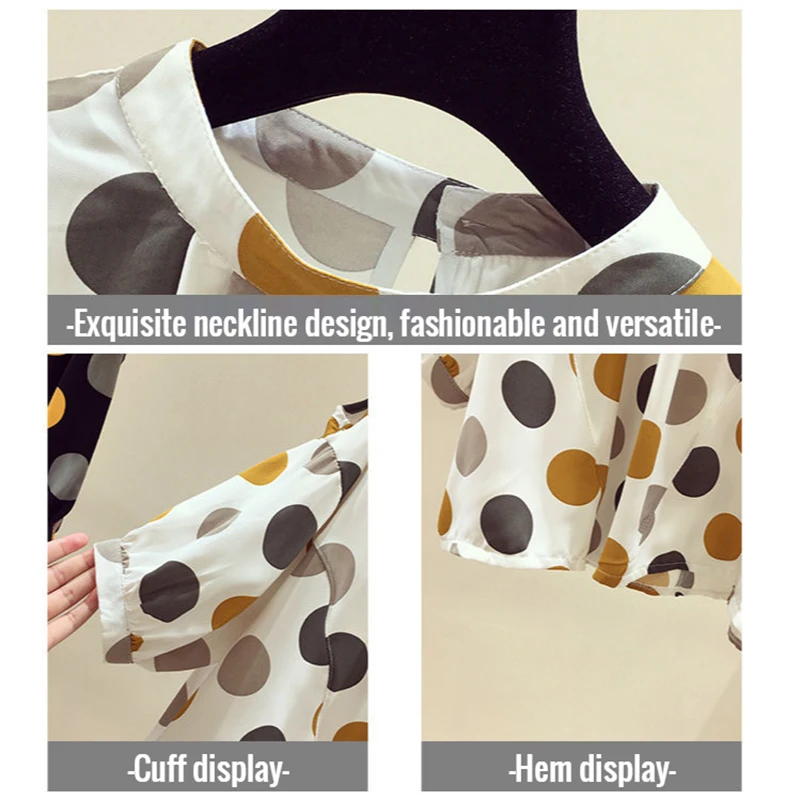 

Retro blouse women's plus size summer new style Korean fashion loose lantern sleeves strapless polka dot printed chiffon shirt