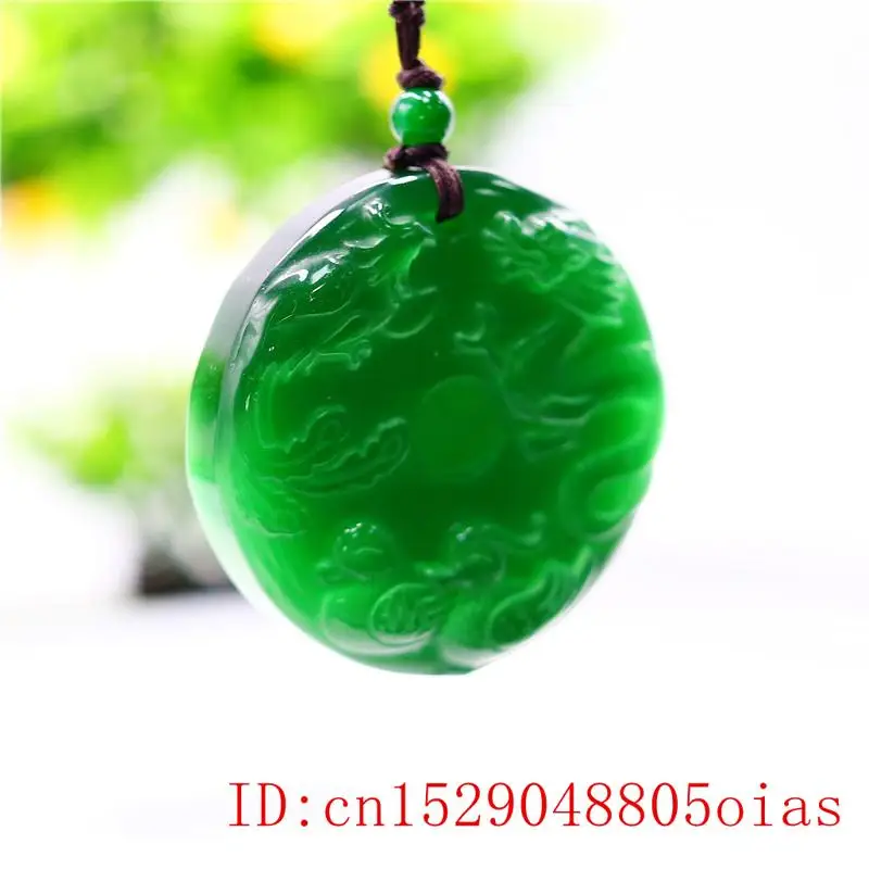 Зеленый Нефритовый дракон феникс кулон ожерелье натуральные китайские Подарки