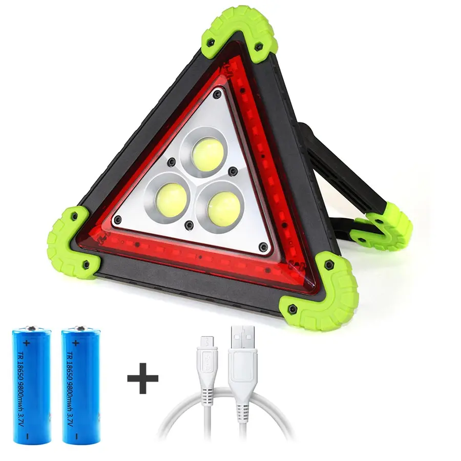 COB LED Emergency Stop Parking Warning Light Triangle Portable Standable Spotlight 1000 Lumens 4 mode choice USB Rechargeable - Испускаемый цвет: 303 with battery