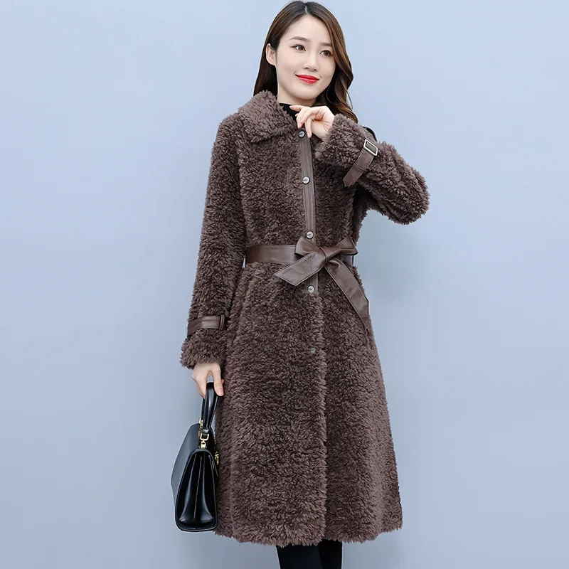 Cashmere Coats Single Breasted Faux Fur Coats Long Warm Fahsion Office Lady Jackets Outwear Luxury Women 2021 Winter Clothes