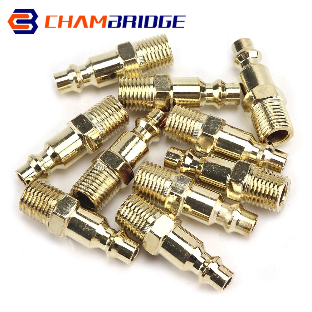 

Solid Brass 1/4" NPT Quick Coupler Air Line Hose Compressor Fittings Connector Tool Fittings Air Compressor Coupler Plug 2-10Pcs