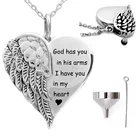 Кулон в виде крыльев Ангела из нержавеющей стали для похорон, кулон в виде сердца, кулон в виде урны для пепла, модные мемориальные ювелирные изделия