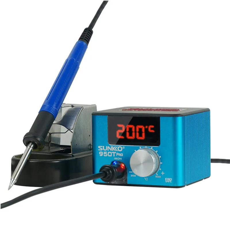 

Цифровая паяльная станция Sunkko 950T с регулируемой постоянной температурой, Электрический антистатический паяльник T12 с белсветильник