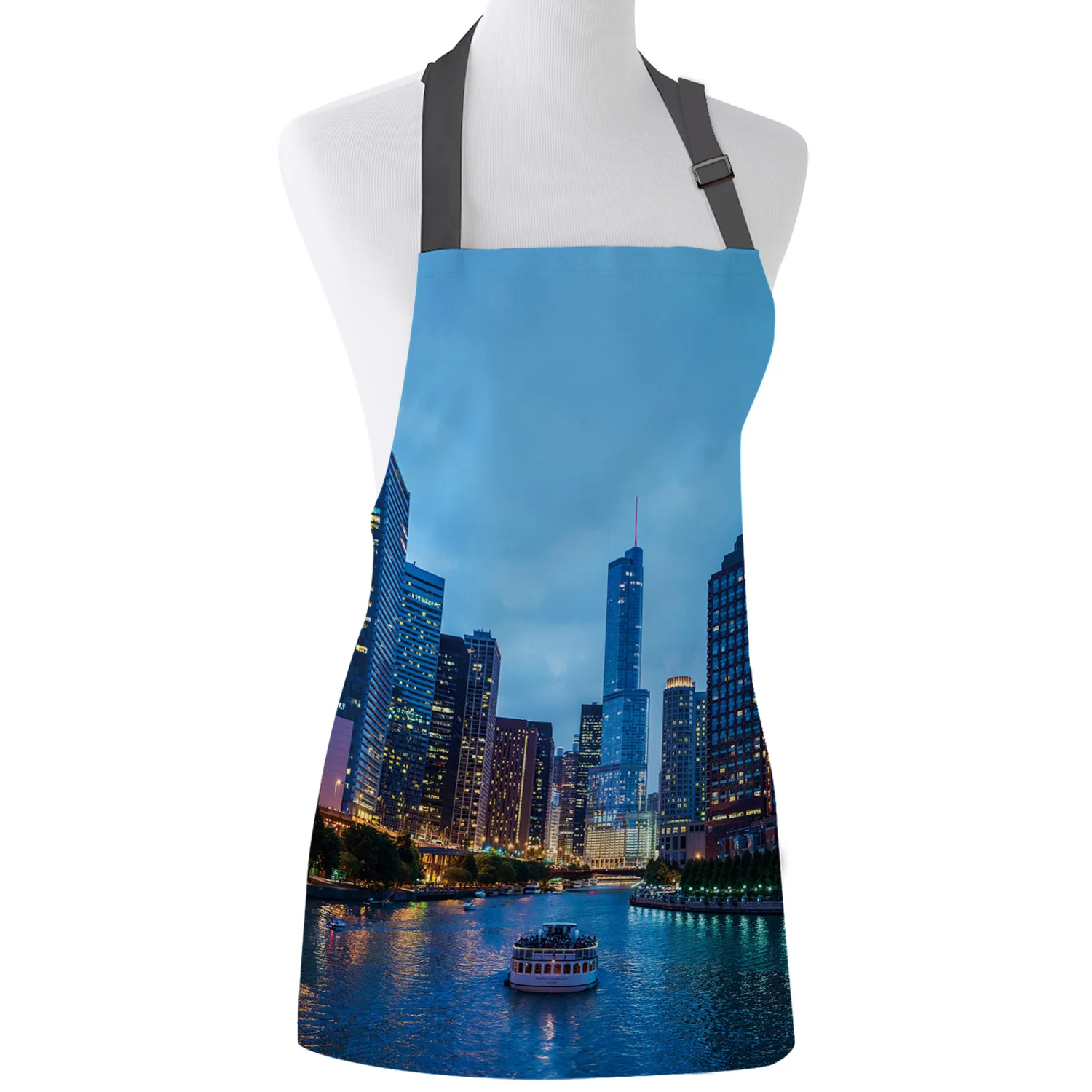 Кухонный Фартук Chicago Architectural Scenic River регулируемые фартуки из парусины для мужчин