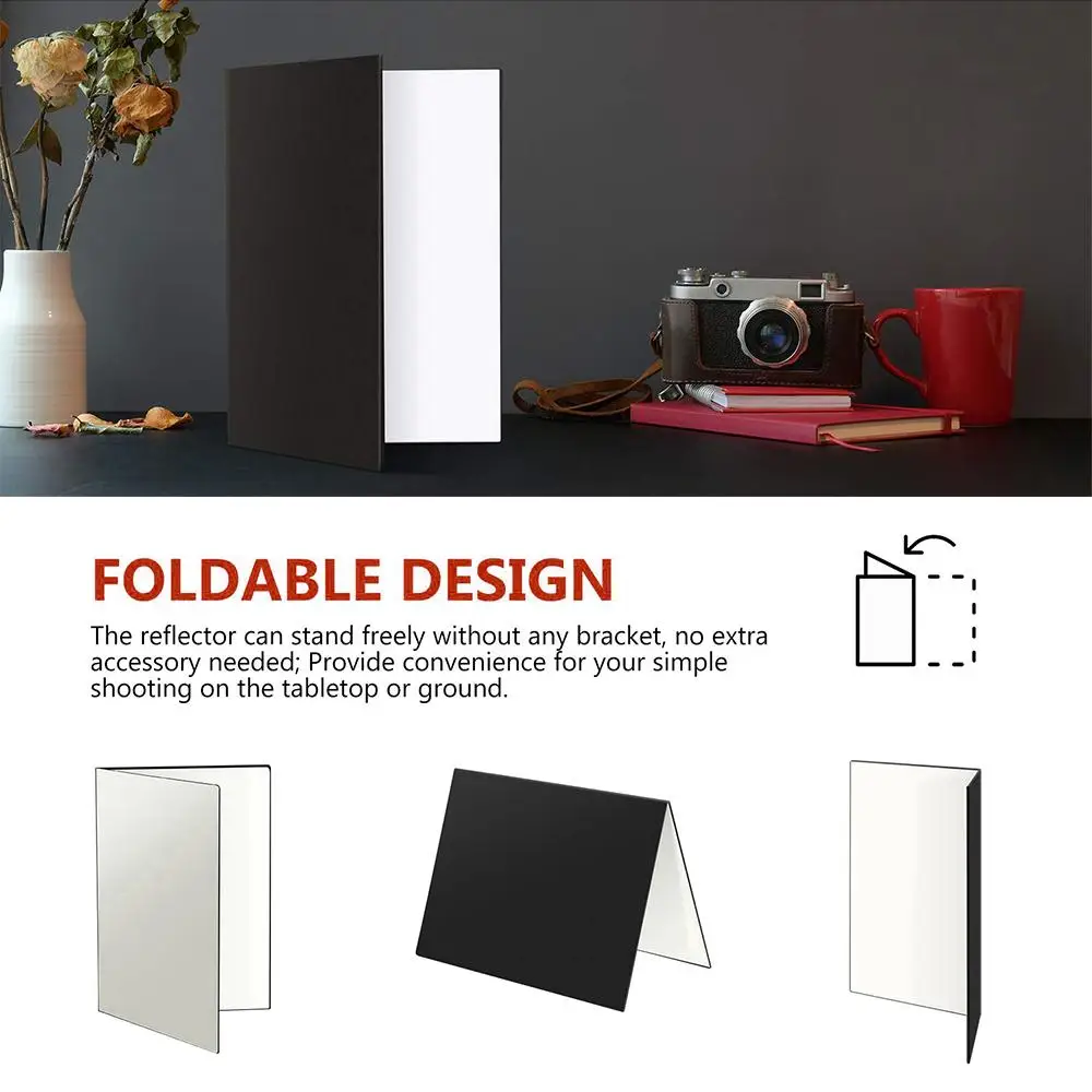 

Multipurpose Reflective Board Studio Video Shooting Tabletop Black Silver White 12x8Inches Cardboard Photography Accessories