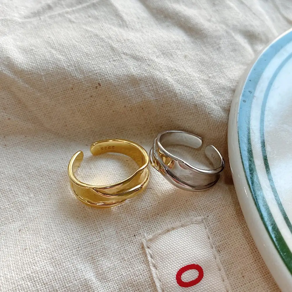 

Fashion light luxury 100%925 sterling silver ring geometric irregular open ring for women's party wedding boutique jewelry