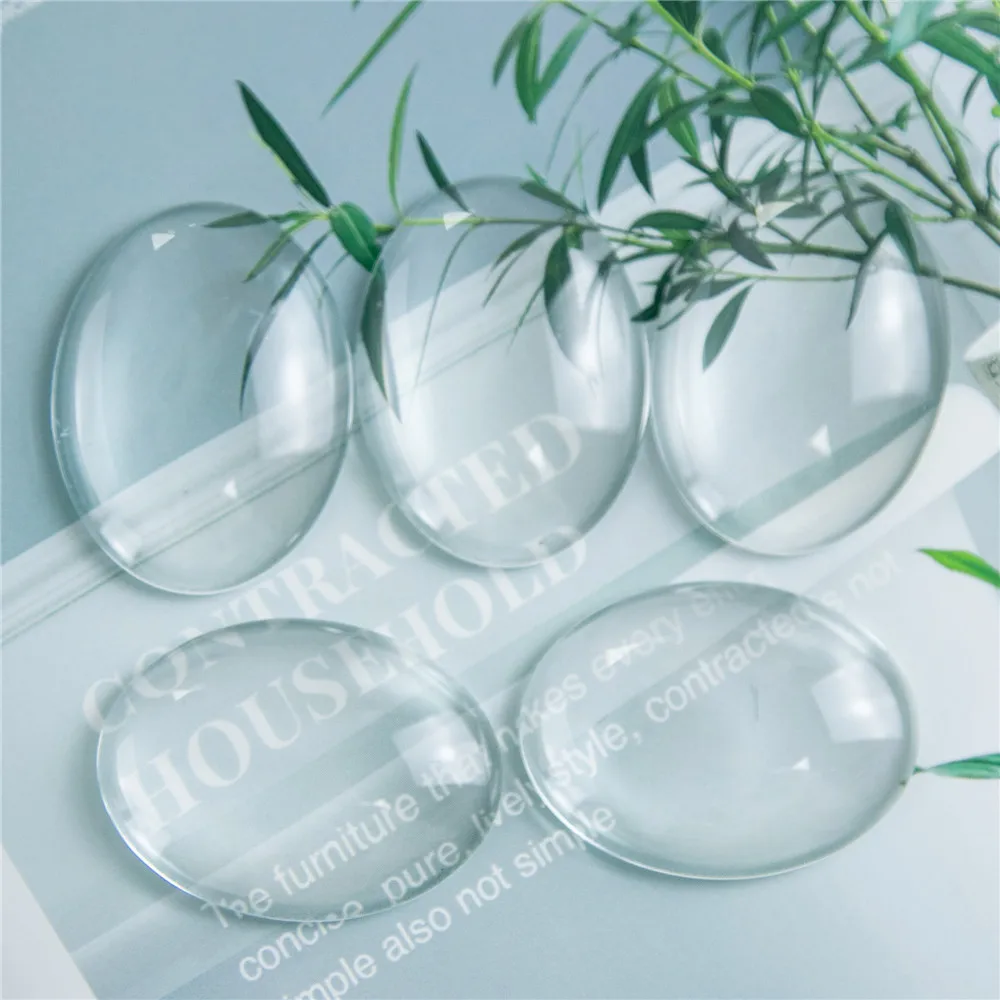 

Wholesale DIY 40*30mm Clear Transparent Domed Oval Flat Back Crystal Magnifying Glass Cabochon Fit Cameo Settings 20pcs A1699