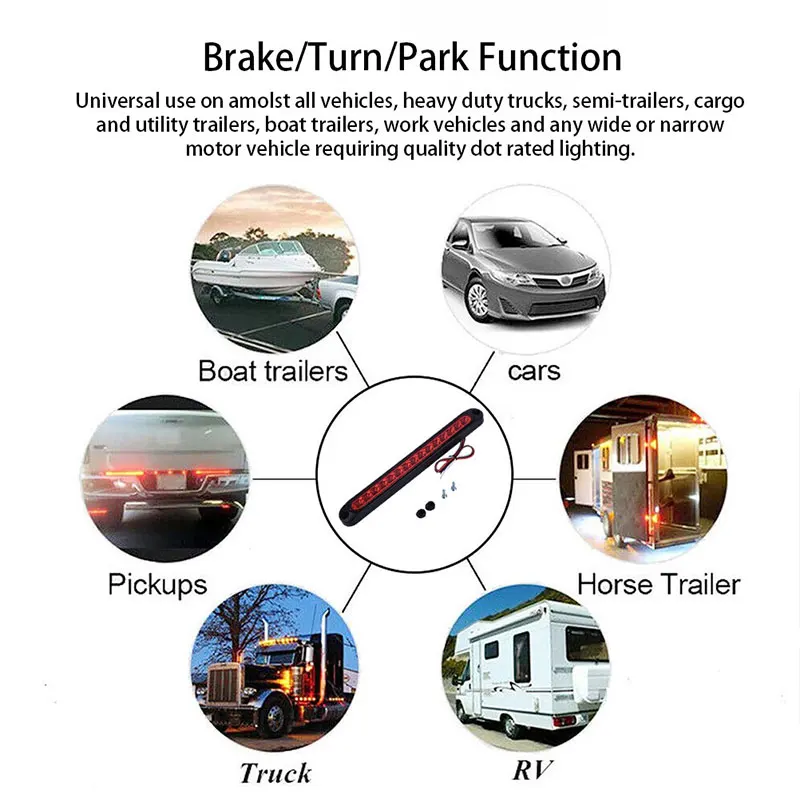 

2Pcs Waterproof 10-30V Truck Trailer LED Taillight 10 inch 15 LED Lamp RV Trailer Stop Flowing Turn Signal Brake Rear Tail Light