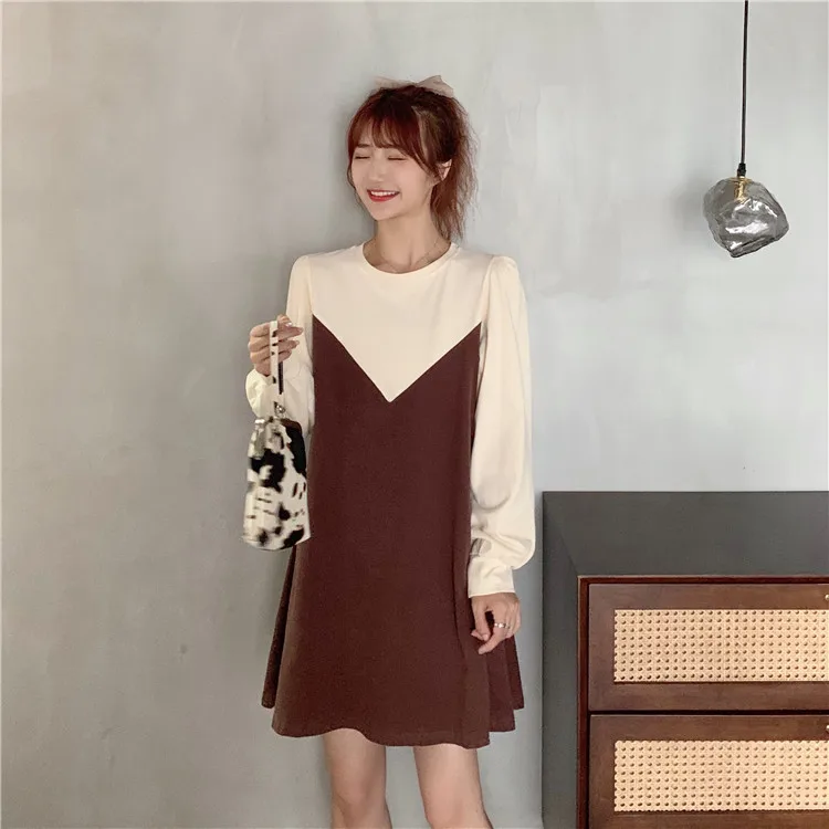 

2020 Women Dresses Patchwork Shirt Dress Casual Elegant Fashion Spring Autumn Long Sleeve Dress