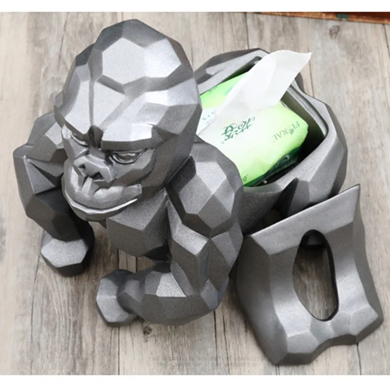 

Creative Geometry Gorilla Tissue Holder Cassette Orangutan Paper Holder Pumping Tray Living Room Decoration Best Gift X3338