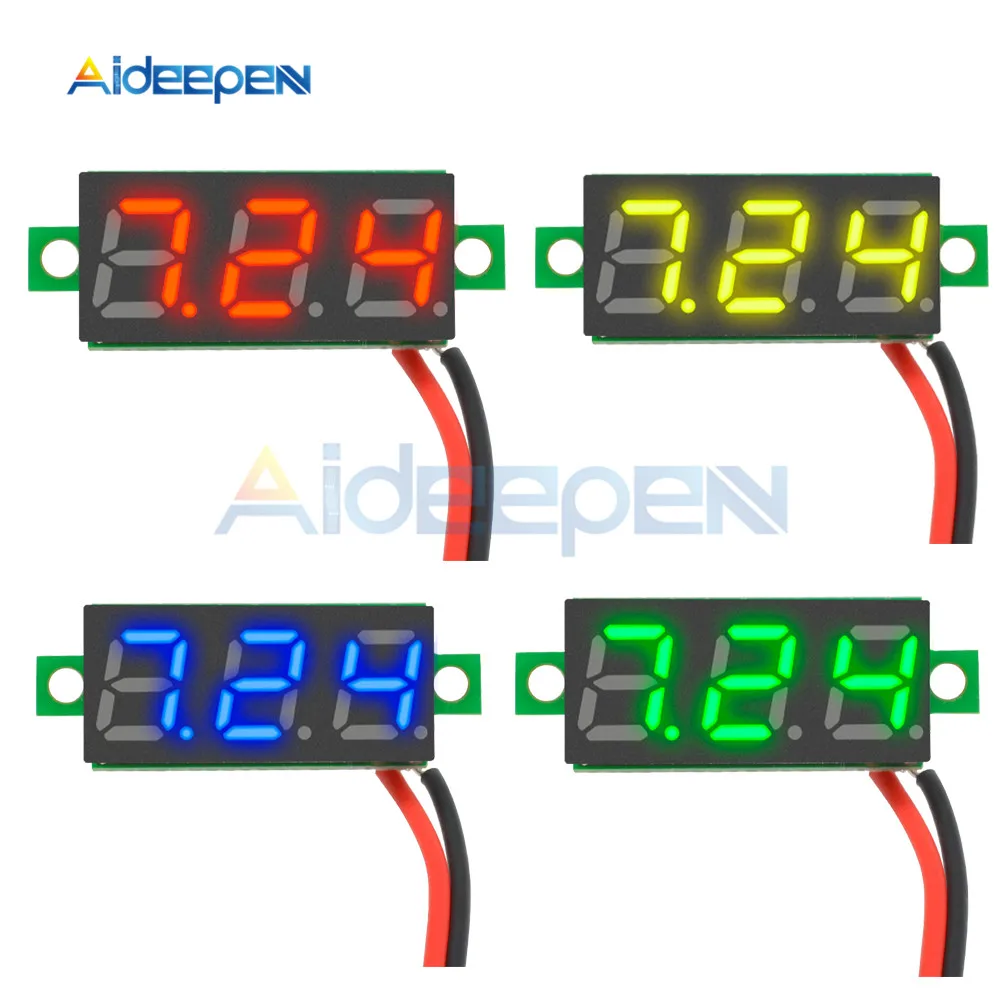 

0.28 inch DC 2.5-30V Mini Digital Voltmeter Voltage Tester Meter LED Screen Electronic Parts Accessories Red Yellow Blue Green