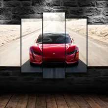 Tesla Roadster Super Car 5 Pieces Wall Art Canvas HD Print Posters Paintings for Living Room Home Decor Pictures Decoration