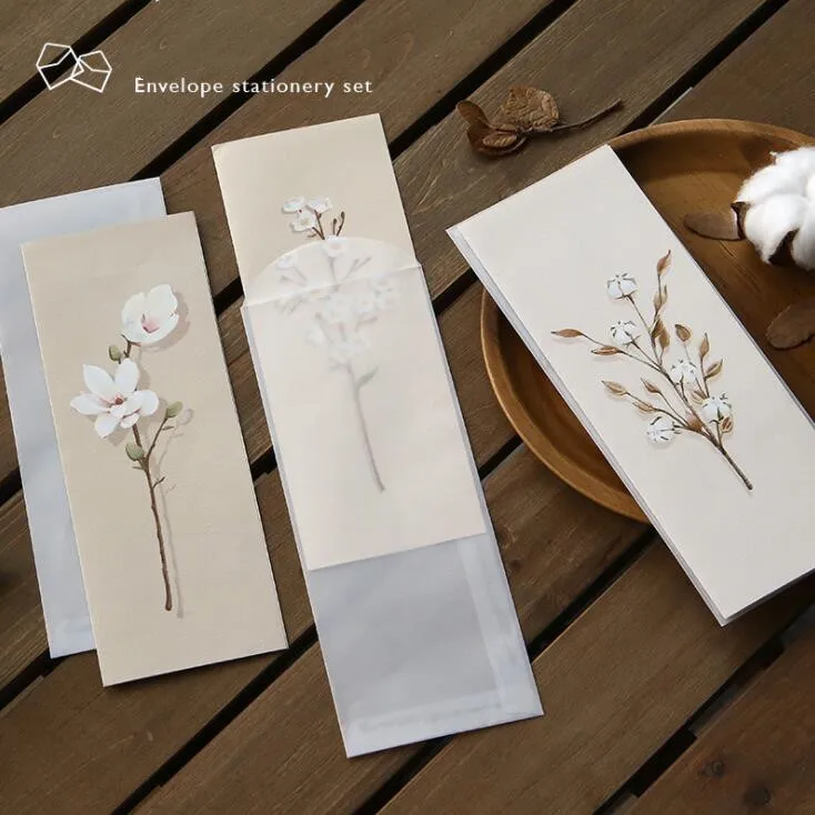 3pcs/lot Her Garden Sulphuric Acid Paper Envelope With Letters Set Festival Gift Card Message Papers Greeting Wish Stationery | Канцтовары