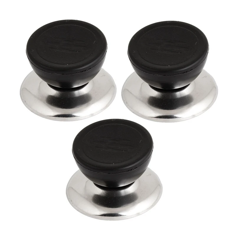 

3 Pcs Black Silver Heatproof Cooking Pot Lid Knobs Handles