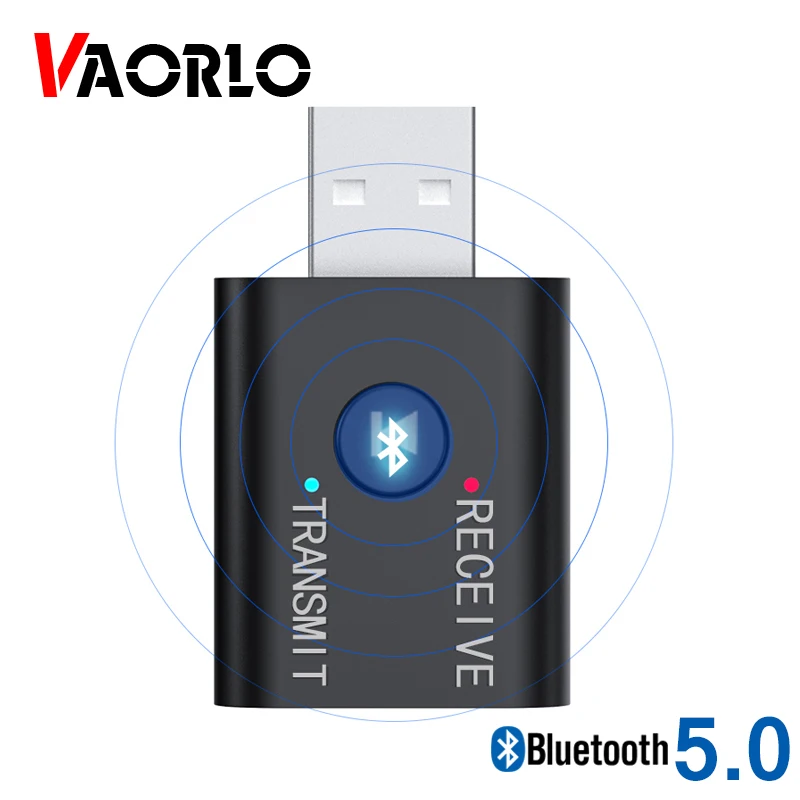 

VAORLO Bluetooth 5.0 Audio Receiver Transmitter Mini 3.5mm Jack AUX USB Stereo Music Wireless Adapter for TV Car PC Headphone BT