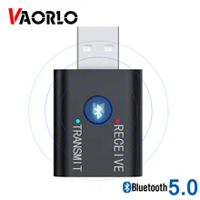 VAORLO Bluetooth 5.0 Audio Receiver Transmitter Mini 3.5mm Jack AUX USB Stereo Music Wireless Adapter for TV Car PC Headphone BT
