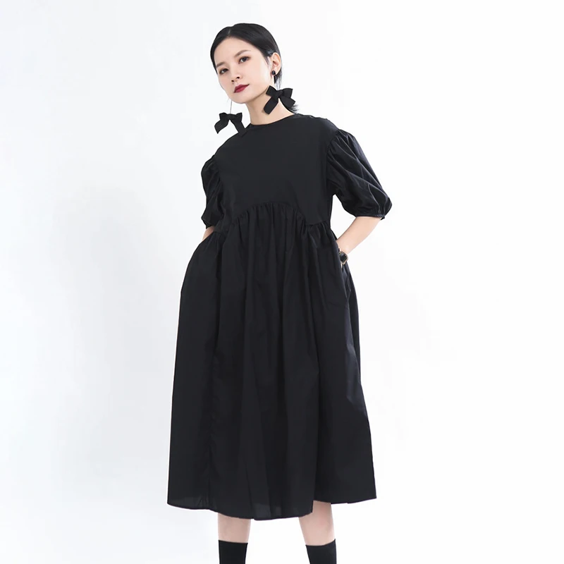 Женское летнее платье миди с пышными рукавами Элегантное повседневное туника