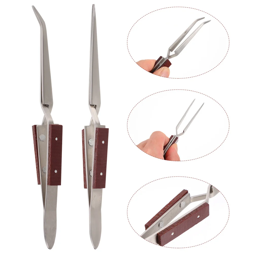 

2 Pcs Practical Cross-locking Tweezers Rebounding Clips Self-gripping Tweezers