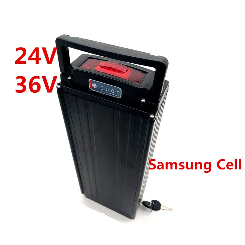 24V 36V задняя часть электровелосипеда стойка батарея 15Ah 18Ah 20Ah для samsung сотовый с