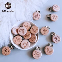 lets make pacifier clip cartoon engrave wooden soother clip 3pcs nursing accessories diy dummy clip chains wooden baby teether